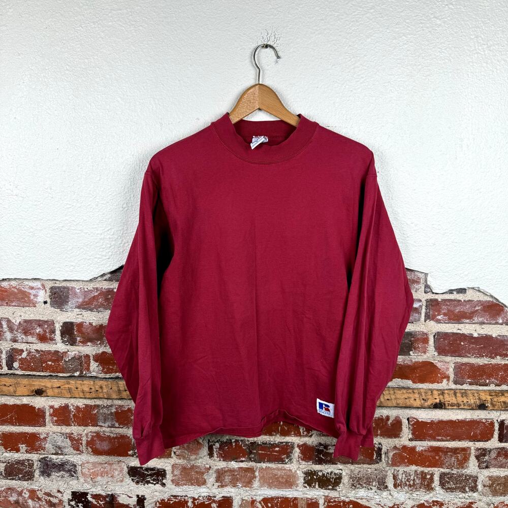 Vintage Russell Athletic Shirt Sz Medium Red Heavyweight Cotton Crewneck USA 90s